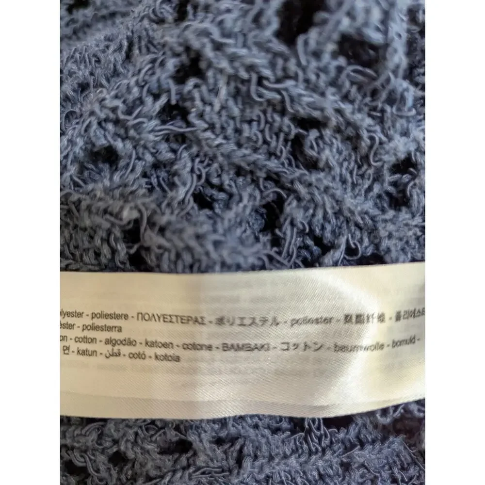 ZARA Open Knit Cropped Batwing Sweater Slate Blue Boho Size S Dolman Sleeve boho